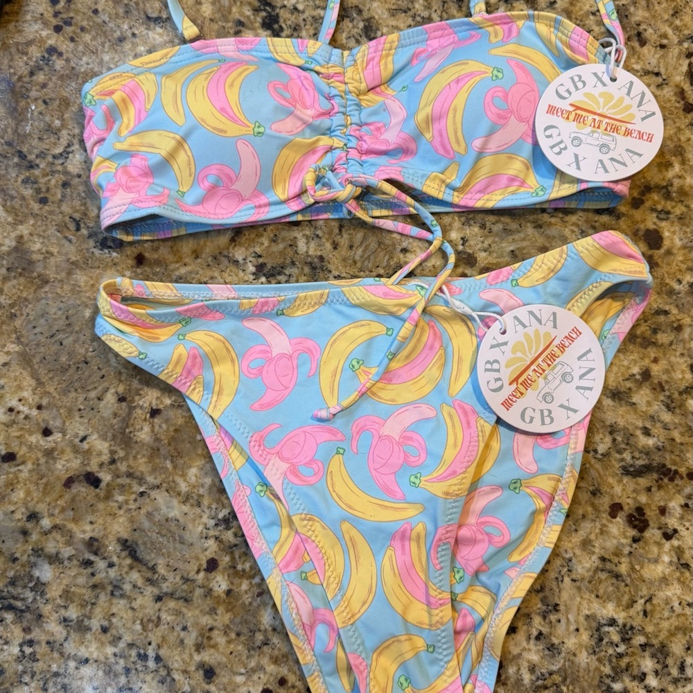 Grey Bandit Banana Print Bikini~NWT Small